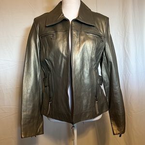 Leather Jacket metallic pewter color soft size 10